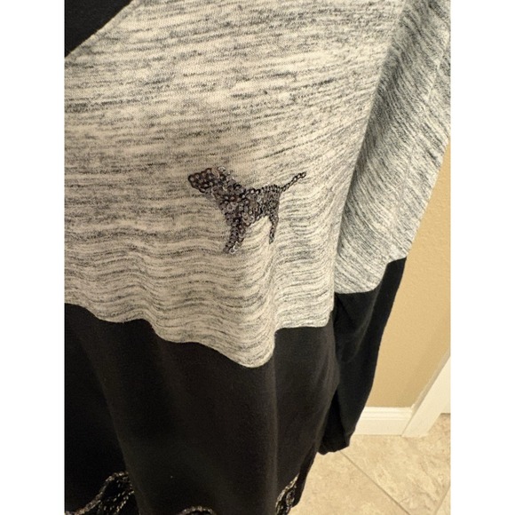 Victoria's Secret Pink Mega Bling Long Sleeve Shirt, Large, Gray And Black - Picture 6 of 8
